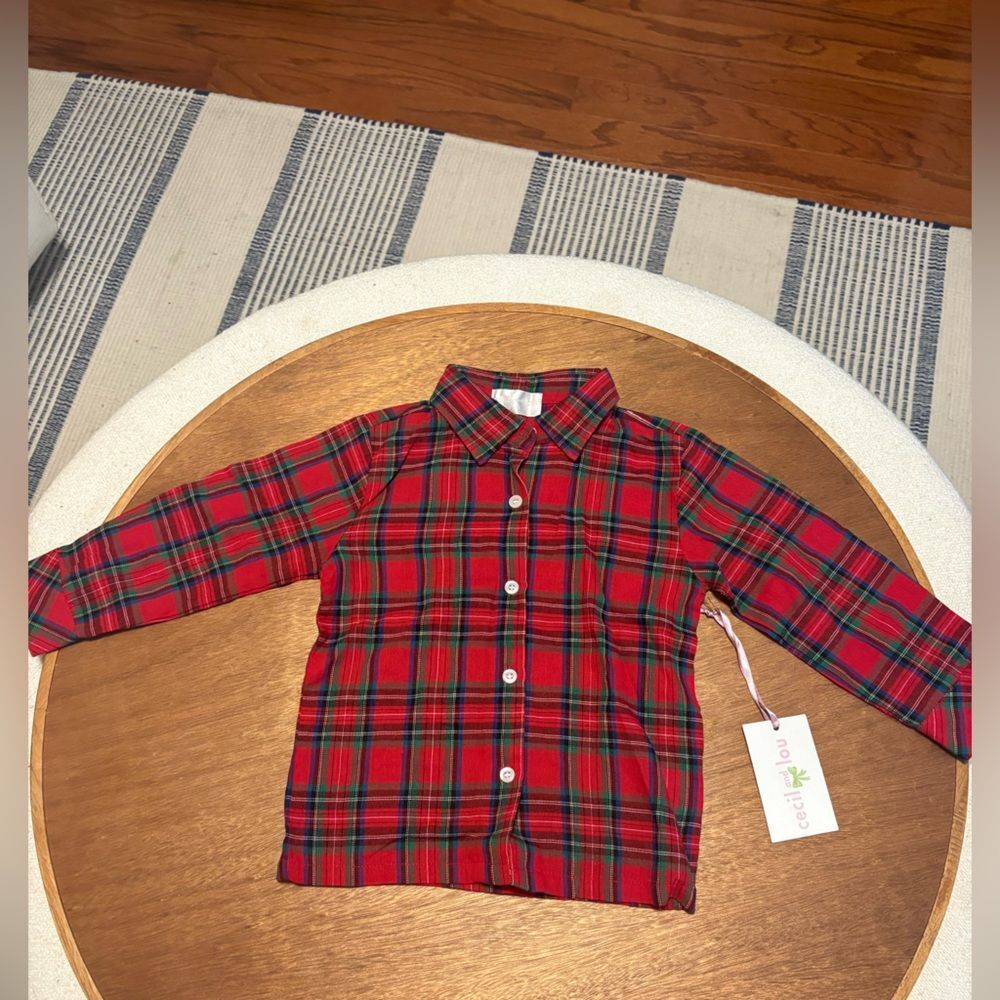 NWT’s-Classic Red Plaid Kids Button Down Shirt